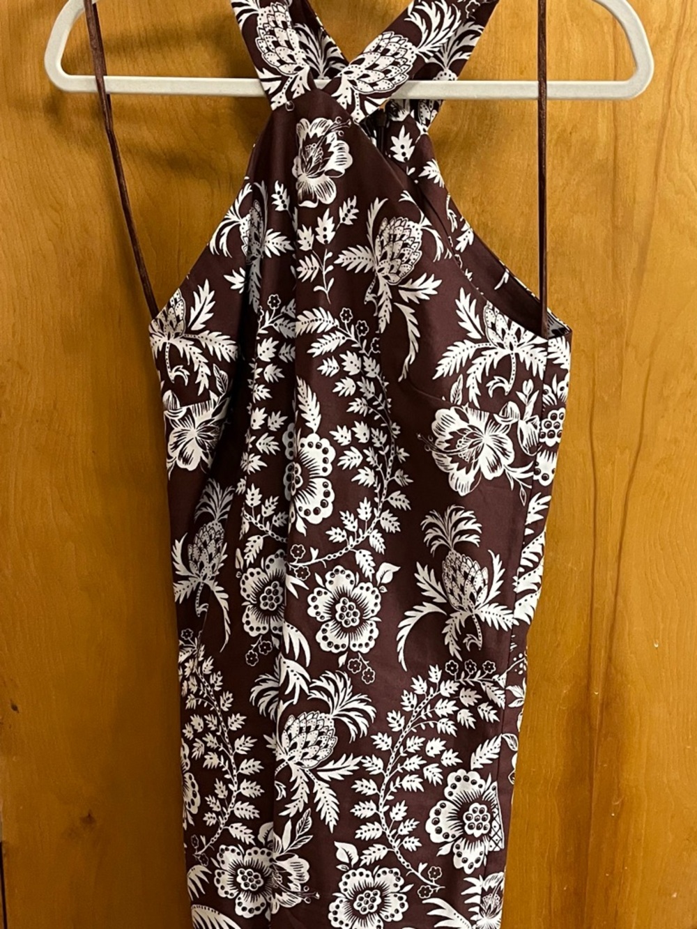 Ann Taylor Brown and White Floral Halter Dress